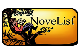 NoveList logo featuring an illustration of a person reading while sitting in a tree against a sunset background.