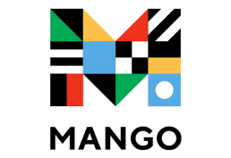 Mango Languages Logo shaped as an M made up of different flags.