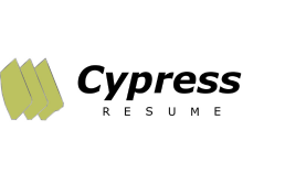 3 Light Green Rectangular Shapes next to the words Cypress Resume